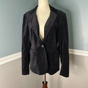 Martin + Osa Womens Black Velvet Single Button Blazer Jacket Size 8 whimsy‎ goth
